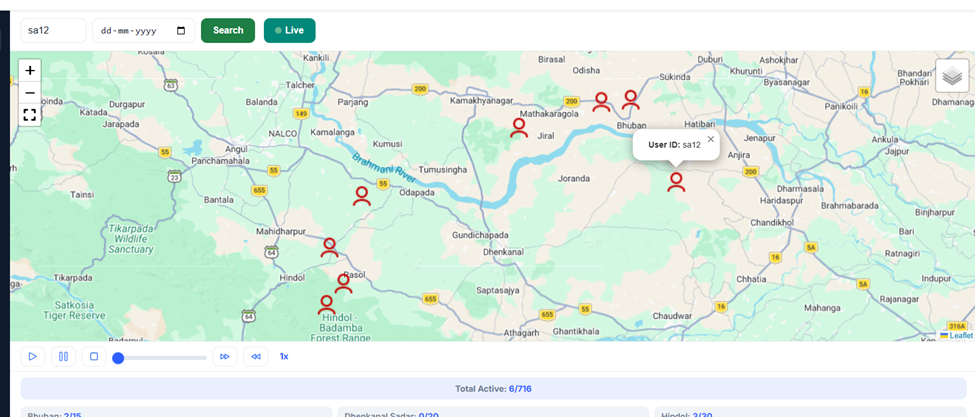 WildTrack Dashboard live map